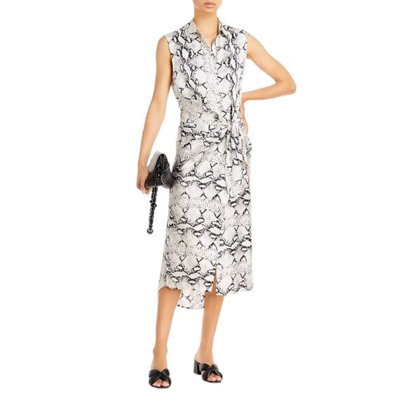 Aqua Animal Python Snake Print Midi Shirt Dress Size Small NWT $88 MSRP - Picture 1 of 5